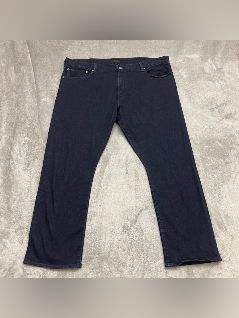 Polo Ralph Lauren Mens 42x30 Hampton Relaxed Straight Stretch Jeans Dark Denim